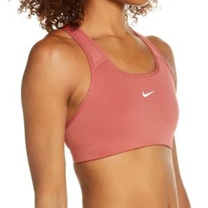 Nike Rose Pink Sports Bra with White Swoosh